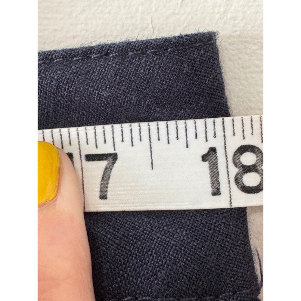 Navy Blue Linen Sailor Pant Size M Button Front Wide Leg Nautical Coastal Resort - Picture 9 of 11